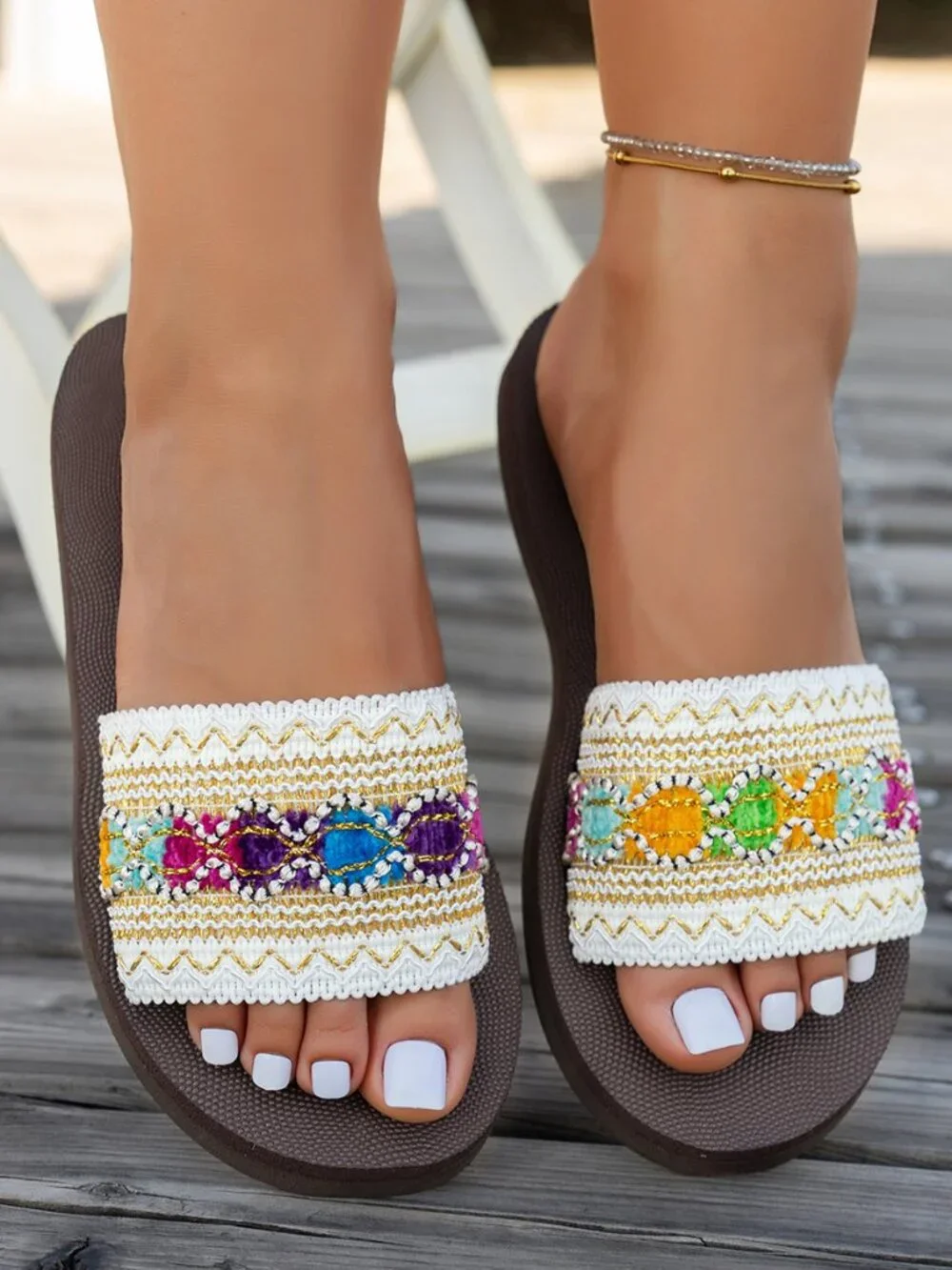 Unbranded Lace Embroidered Bohemian Sandals‎ Sz 36 US 6 NEW